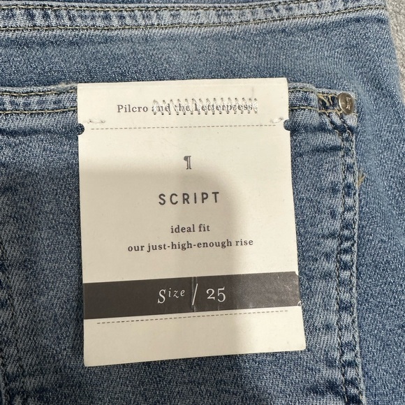 ANTHRO Pilcro and the Letterpress Script Pearl High Rise Skinny Jeans Sz 25 - Picture 9 of 12